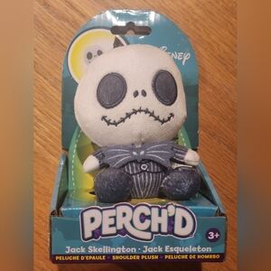 NEW! Perched Disney Jack Skellington Shoulder Plush - Black and White